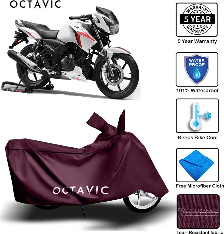 octavic Waterproof Two Wheeler Cover for TVS  (Apache, Maroon)