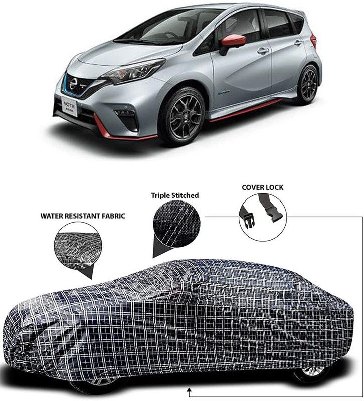 Elegance Car Cover For Nissan NOTE (With Mirror Pockets)  (White, Black)