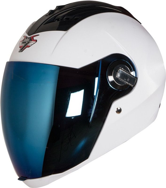 Steelbird SBA-2 7Wings Dashing in White with Tinted Chrome Visor Motorbike Helmet  (White)