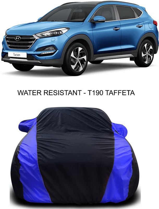 Ascension Car Cover For Hyundai Tucson Facelift (With Mirror Pockets)  (Black, Blue)