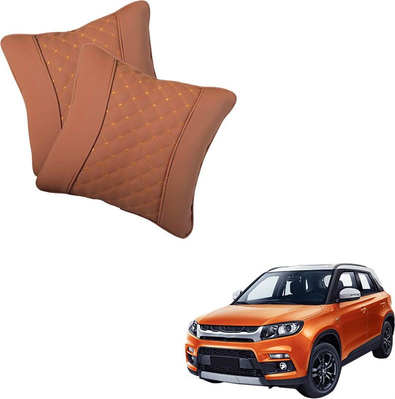 AutoFurnish Brown Leatherite Car Pillow Cushion for Maruti Suzuki  (Rectangular, Pack of 2)