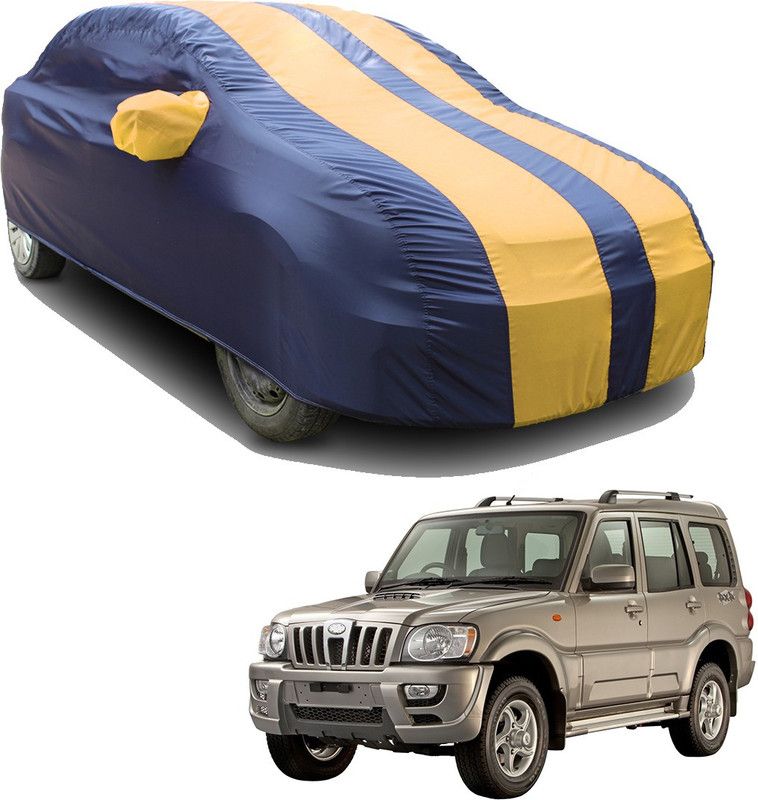SS FOR YOUR SMART NEEDS Car Cover For Mahindra Scorpio 1.99 S10 4WD (With Mirror Pockets)  (Blue, Yellow)