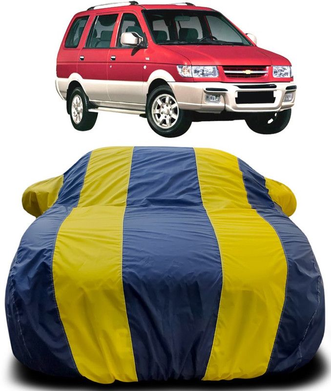 CoNNexXxionS Car Cover For Chevrolet Tavera (With Mirror Pockets)  (Blue, Yellow)