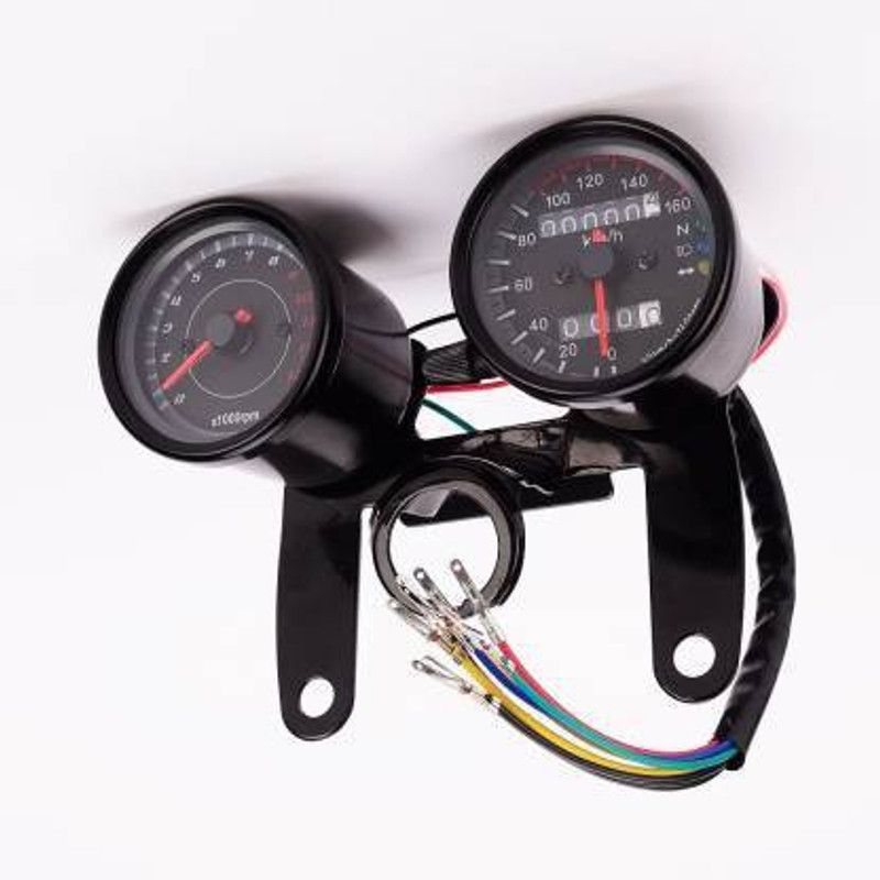 auto trends Universal Motorcycle LED Dual Odometer Speedometer Tachometer Speedo twin Meter Analog Speedometer  (Universal For Bike Universal For Bike)