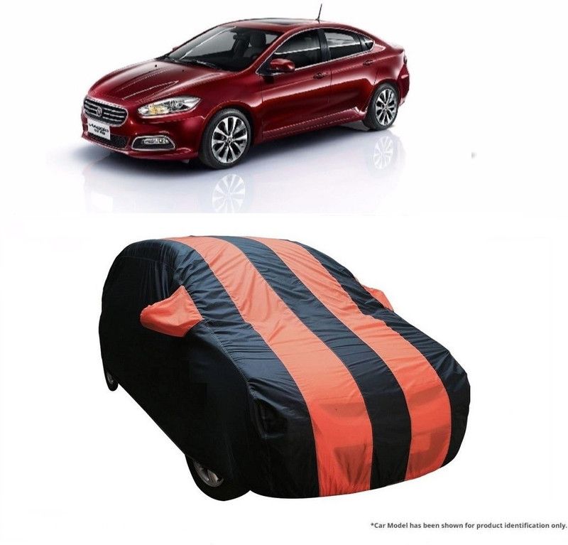 Flipkart SmartBuy Car Cover For Fiat Viaggio (With Mirror Pockets)  (Orange, Blue)