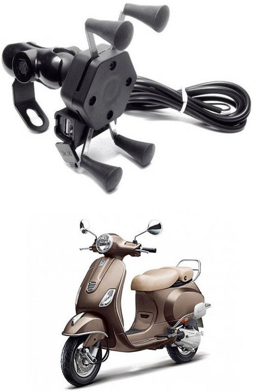 Enfield Works X-Grip Mobile Holder With USB Charger For Bike EW-800 Bike Mobile Holder  (Black)