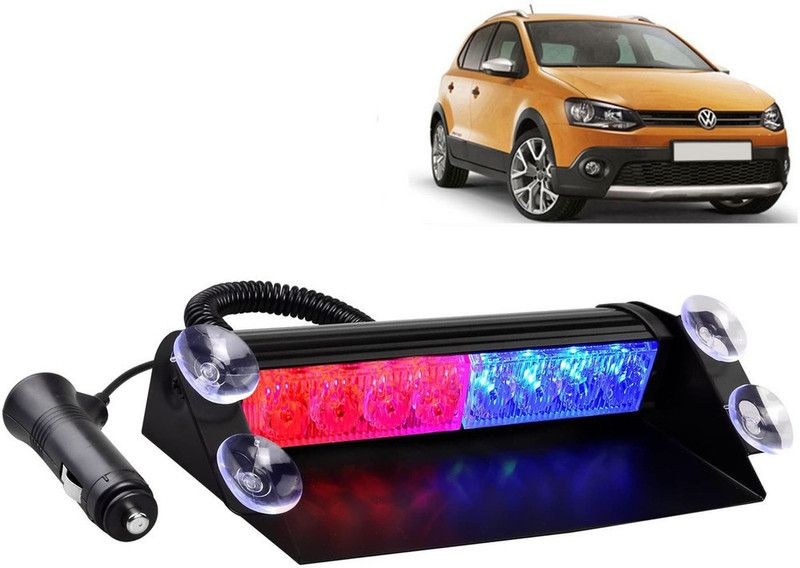 Selifaur 392 - 8 LED High Intensity Windshield Emergency Strobe Lights || Vehicles Interior Roof Hazard Warning LED Flash Light (Blue&Red)for Polo Cross Car Flashlight Holder