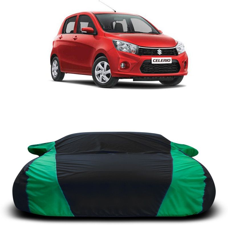 Ascension Car Cover For Maruti Suzuki Celerio (With Mirror Pockets)  (Black, Green)