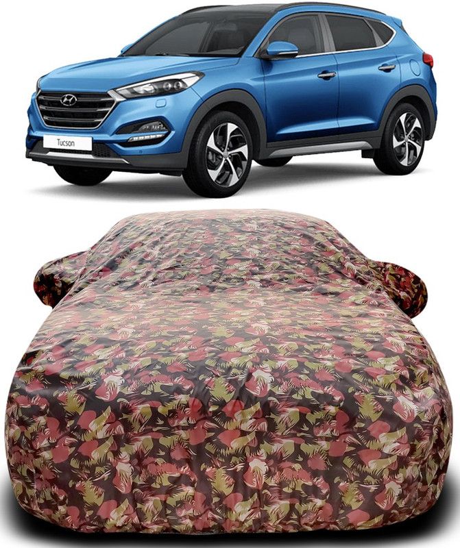 MoTRoX Car Cover For Hyundai Tucson Facelift (With Mirror Pockets)  (Green, Red)