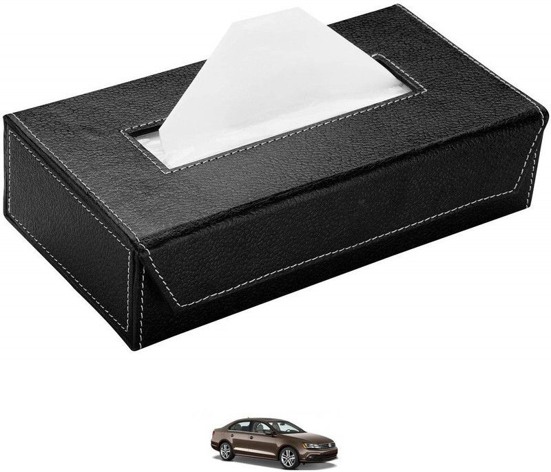 AuTO ADDiCT Car Tissue Box Paper Tissue Holder Black with 200 Sheets(100 Pulls) For Volkswagen New Jetta Model (2015-Present) Vehicle Tissue Dispenser  (Black)