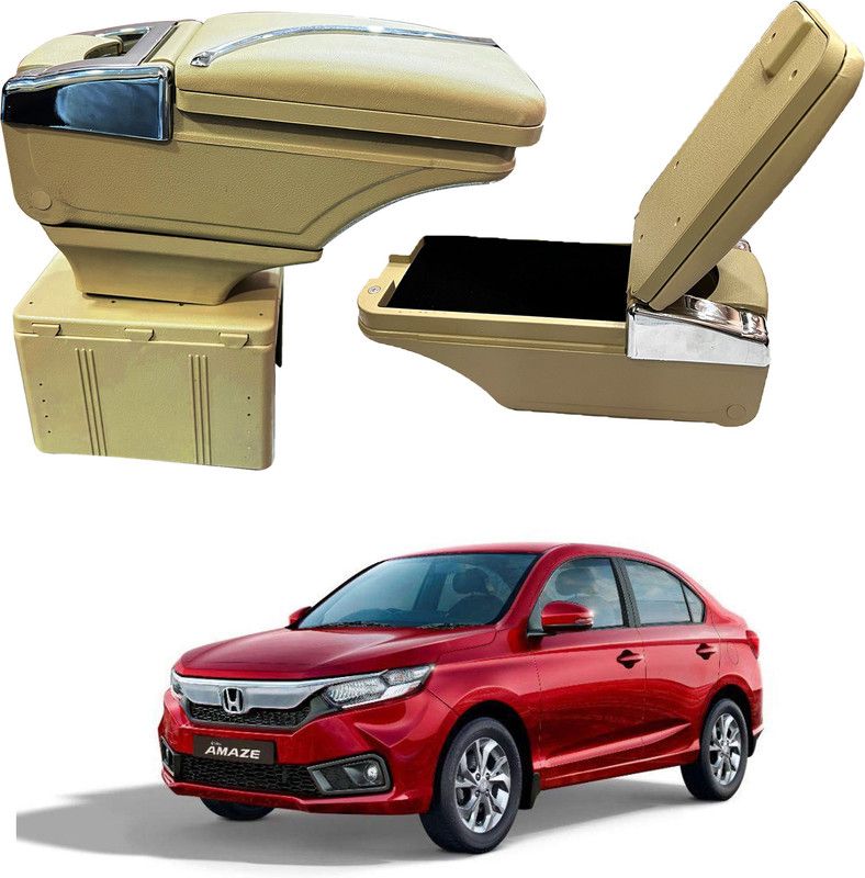 Oshotto PU Leather AR-02 Car Armrest Console Box For Amaze 2013-2017 Beige Car Armrest  (Honda, Amaze)