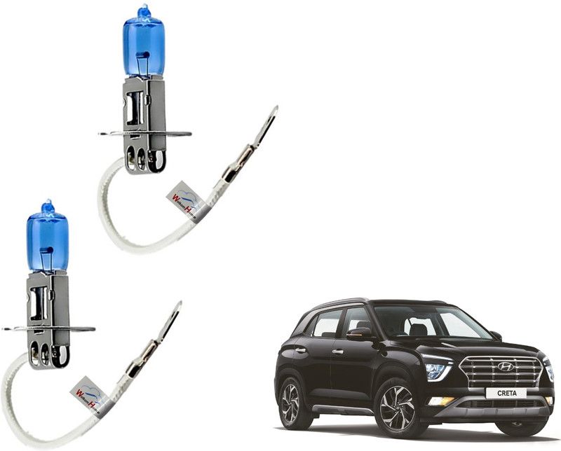 WolkomHome Car H3 halogen headlight Fog lamp bulb 12V - 100W 5000K Cool Blue Ultimate White for Hyundai Creta New 2020 Headlight Car Halogen for Hyundai (12 V, 100 W)  (Creta, Pack of 2)