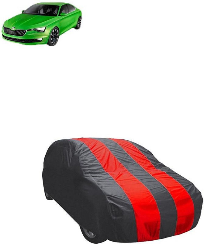 Kuchipudi Car Cover For Skoda Universal For Car (Without Mirror Pockets)  (Red, Grey, For 2005, 2006, 2007, 2008, 2009, 2010, 2011, 2012, 2013, 2014, 2015, 2016, 2017, 2018, 2019, NA Models)