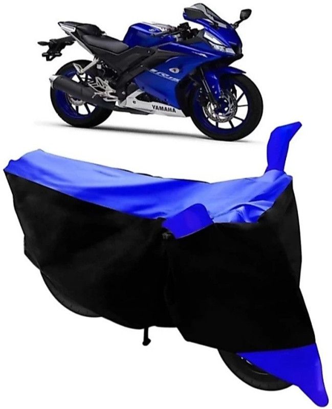 KAROBAR Two Wheeler Cover for Yamaha  (Black, Blue)