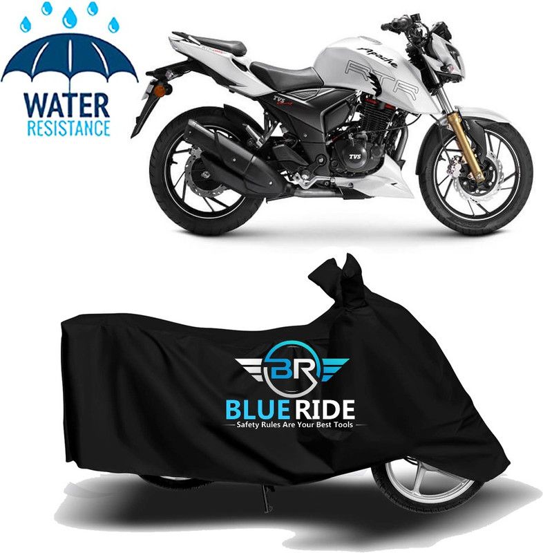 BLUERIDE Two Wheeler Cover for TVS  (Apache RTR 200 Fi E100, Black)