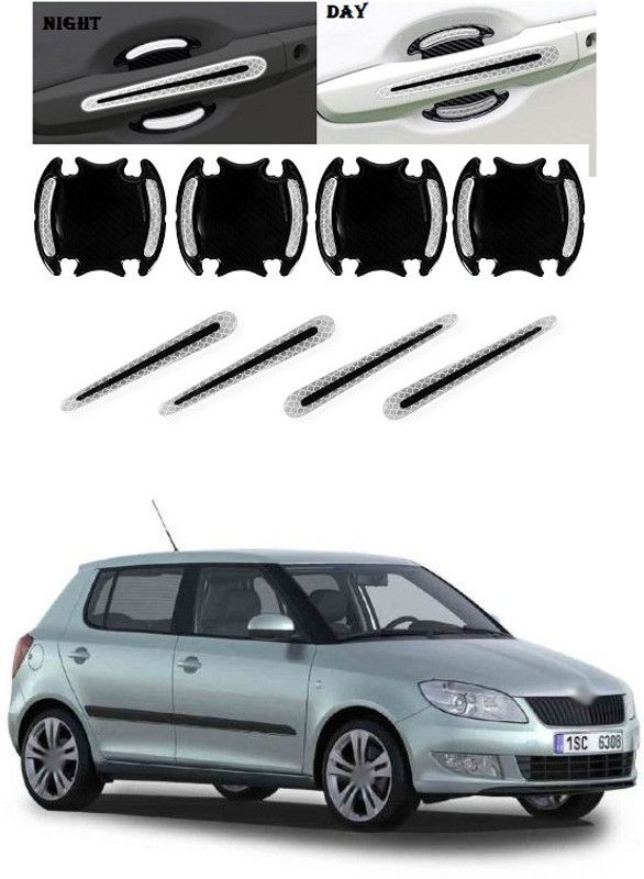 PRTEK Plastic Car Door Guard  (Silver, Black, Pack of 8, Skoda, Fabia)