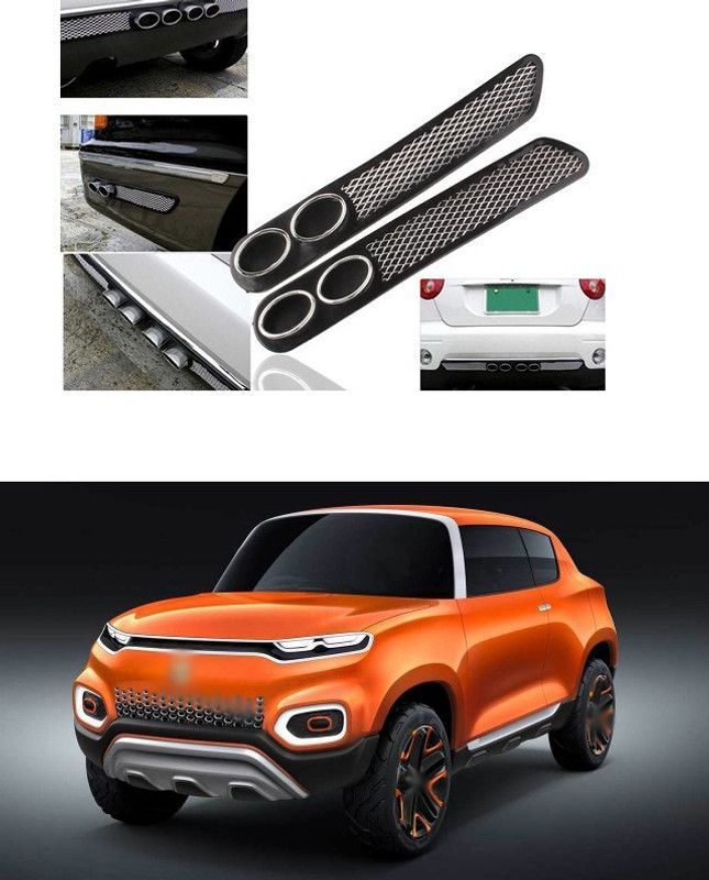PRTEK Plastic Car Bumper Guard  (Black, Silver, Pack of 2, Maruti, Universal For Car)