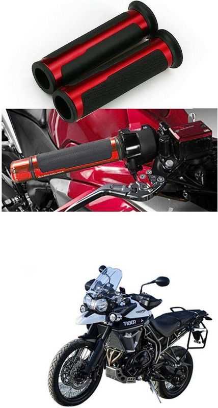 PRTEK 7/8 Handle Bar CNC Aluminum Rubber Handlebar Hand Grips 76 Handle Bar Grip For Universal For Bike NA  (Pack of 2)