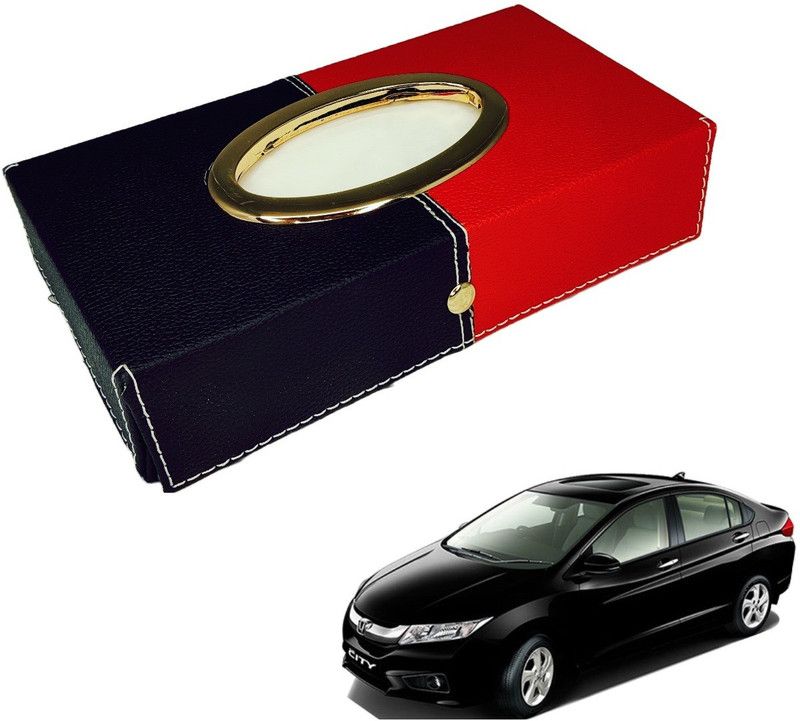 MOCKHE Chrom-Black-Red Tisue Box Leatherete-229 Vehicle Tissue Dispenser  (Black, Red)