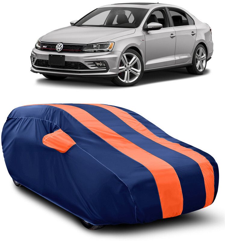 AUTOGARH Car Cover For Volkswagen Jetta (With Mirror Pockets)  (Blue, Orange)