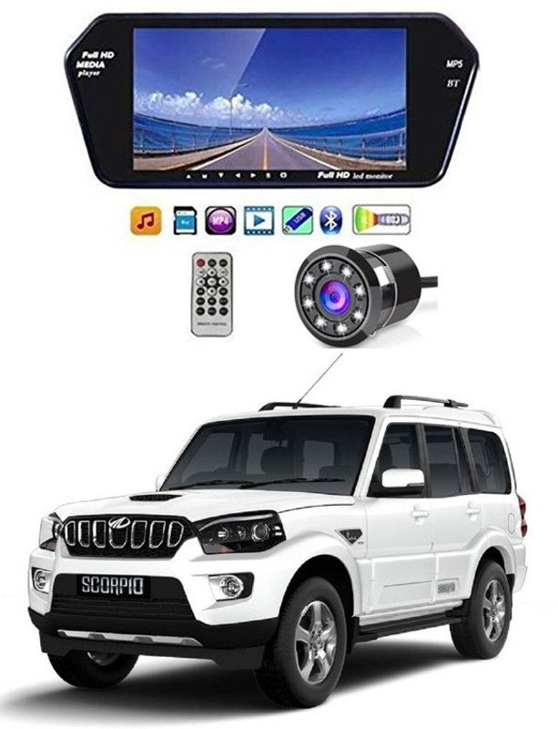 MATIES 7 Inch 16:9 TFT LED Car Rearview Monitor Mirror with Touch Button With Rearview Car Camera For New Scorpio Universal For All Models Car Stereo  (Single Din)