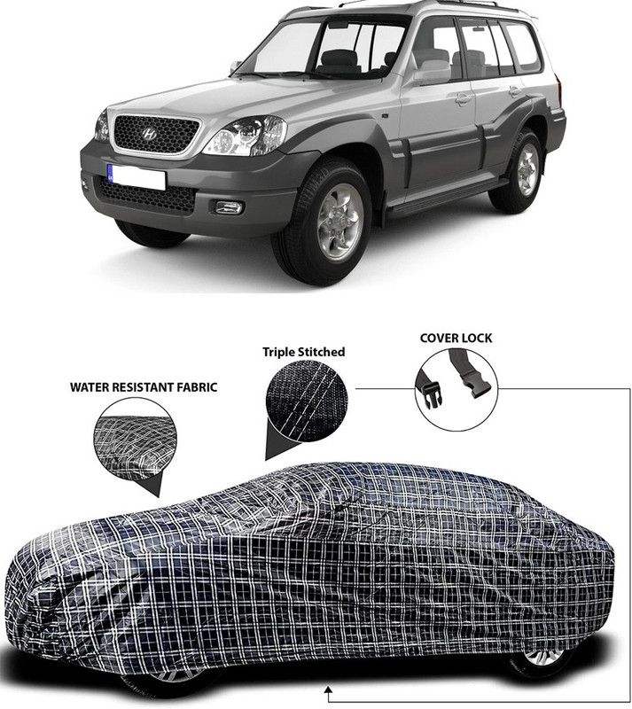Genipap Car Cover For Hyundai Terracan (With Mirror Pockets)  (White, Black)