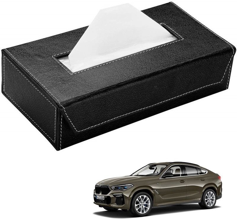 AuTO ADDiCT Car Tissue Box Paper Tissue Holder Black with 200 Sheets(100 Pulls) For BMW X6 Vehicle Tissue Dispenser  (Black)