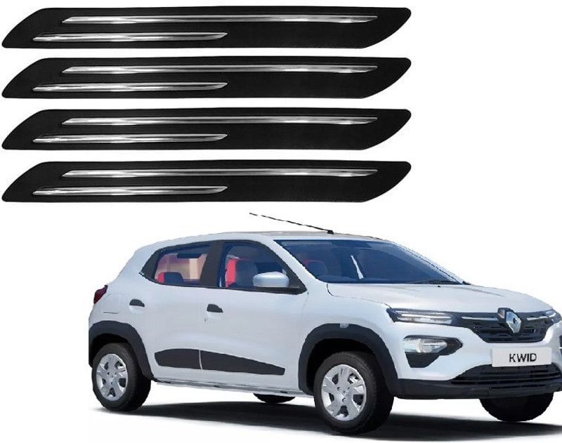 GEPRONIX Plastic, Stainless Steel Car Bumper Guard  (Black, Silver, Pack of 4, Renault, Kwid)