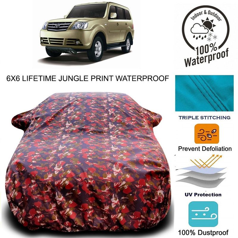 MoTRoX Car Cover For Tata Sumo Grande MK II (With Mirror Pockets)  (Red, Green)