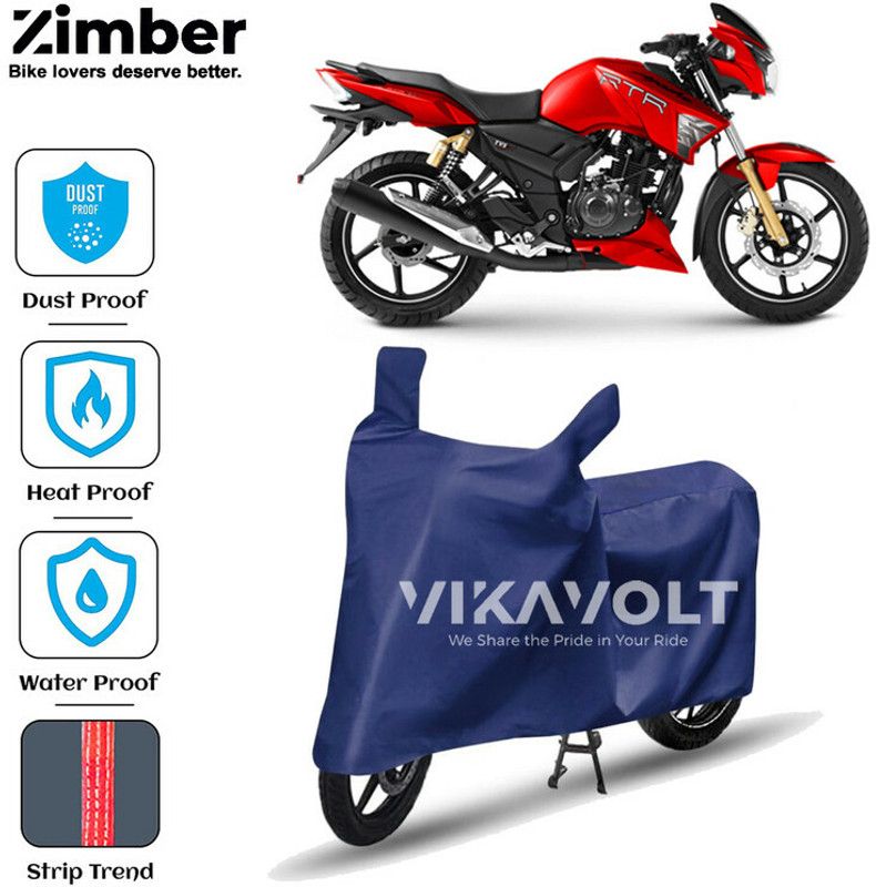 ZIMBER Waterproof Two Wheeler Cover for TVS  (Apache RTR 180, Blue)