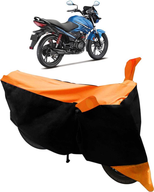 SHOOLIN Two Wheeler Cover for Hero  (Glamour FI, Black, Orange)