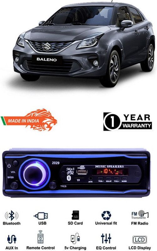 Purpleheart Blue 2029 USB/AUX/SD/BLUETOOTH/FM/MP3 BOOM MASTER STANDARD-PP294 Car Stereo  (Single Din)
