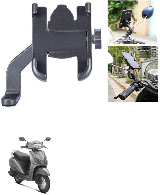 Qiisx Mirror Fitting Metal Mobile Holder For Honda Activa Bike Mobile Holder  (Black)