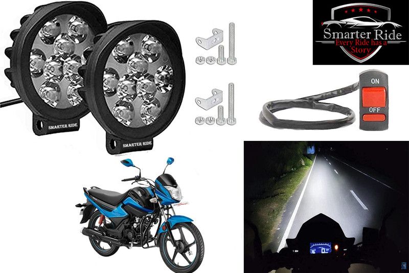 SMARTER RIDE Waterproof 9 Cap LED Fog Light with Switch for Hero Splendor I Smart BS6 Headlight Motorbike LED for Hero (12 V, 15 W)  (Splendor NXG, Pack of 3)
