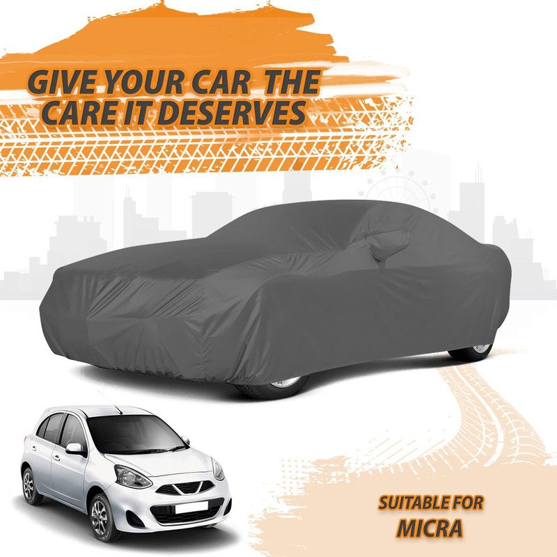 Drivo Car Cover For Nissan Micra (With Mirror Pockets)  (Grey)