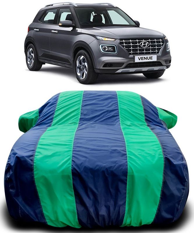 CoNNexXxionS Car Cover For Hyundai Venue (With Mirror Pockets)  (Blue, Green)