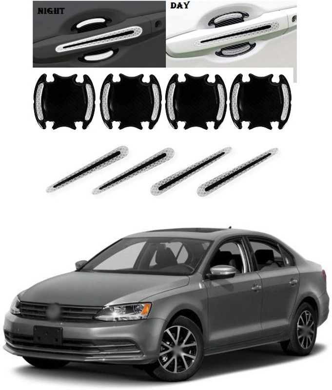 PRTEK Plastic Car Door Guard  (Silver, Black, Pack of 8, Volkswagen, Jetta)