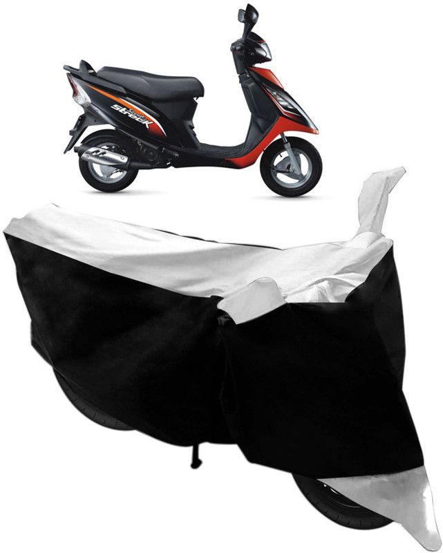 Purpleheart Two Wheeler Cover for TVS  (Scooty Streak, Black, Silver)