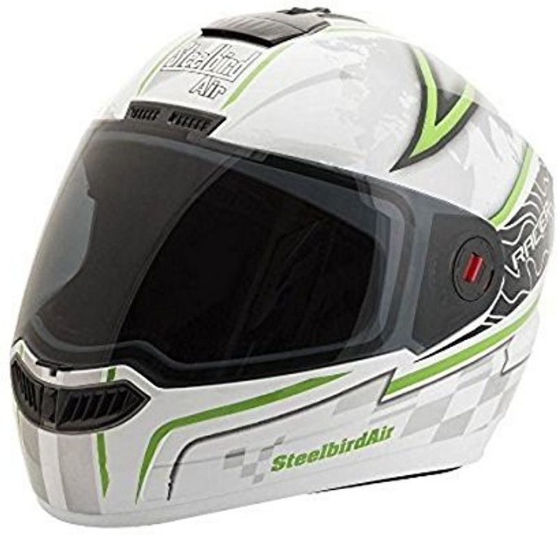 Steelbird SBA- 1 Racer Motorbike Helmet  (White, Green, Grey)