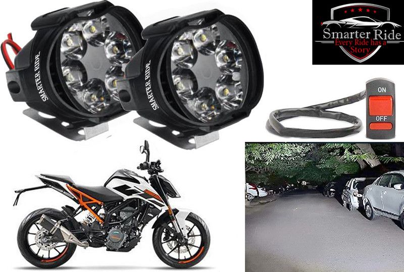 SMARTER RIDE Waterproof 6 LED Shilon Fog Light with on/off Switch for KTM 125 Duke Headlight Motorbike LED for KTM (12 V, 10 W)  (Universal For Bike, Pack of 3)