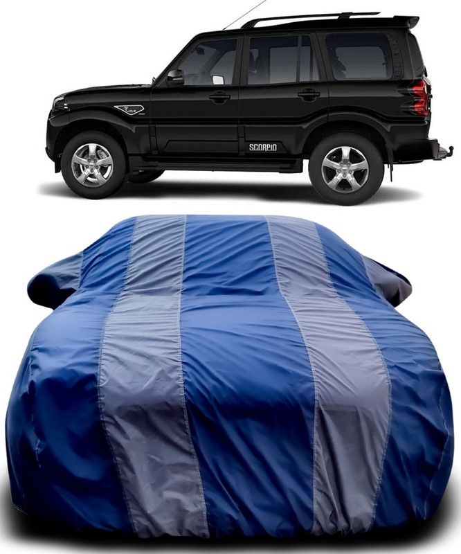 NUMBOR ONE Car Cover For Mahindra Scorpio (With Mirror Pockets)  (Blue, Grey)