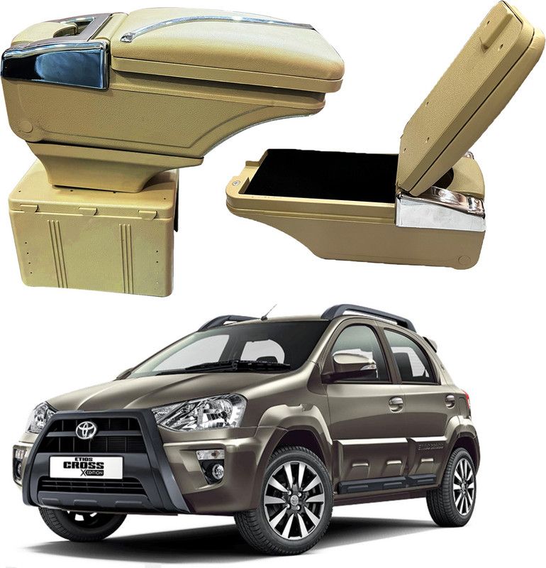 Oshotto PU Leather AR-02 Car Armrest Console Box For Etios Cross Beige Car Armrest  (Toyota, Etios Cross)
