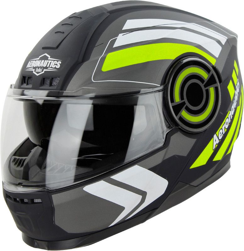 Steelbird Vanguard ISI Certified Full Face Graphic Helmet for Men with Inner Sun Shield Motorbike Helmet  (Glossy Black Neon)