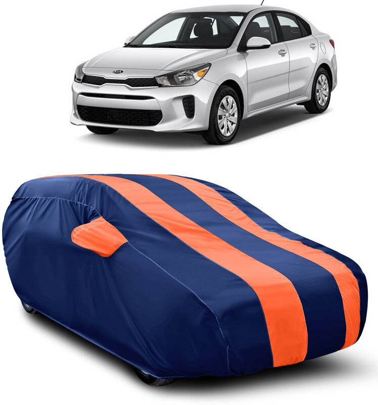 AUTOGARH Car Cover For Kia Rio (With Mirror Pockets)  (Blue, Orange)