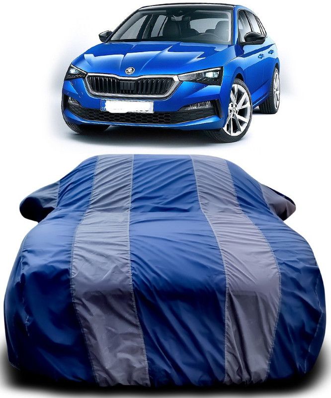 Genipap Car Cover For Skoda Fabia (With Mirror Pockets)  (Blue, Grey)