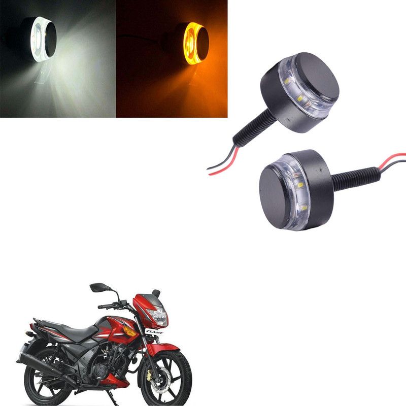 Vagary White Orange Blinking Handle Bar Indicator Light 201 Indicator Light, Side Marker, Headlight, Fog Lamp Motorbike LED for TVS (12 V, 15 W)  (Universal For Bike, Pack of 2)