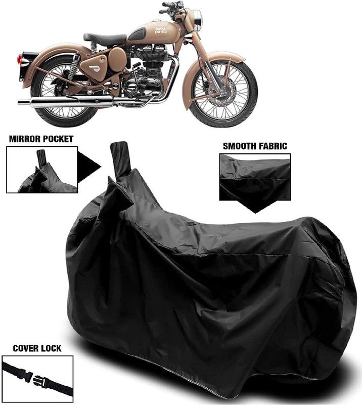 AutoFave Two Wheeler Cover for Royal Enfield  (Classic Desert Storm, Black)