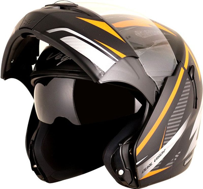 VEGA Boolean Motorbike Helmet  (Black, Grey, Yellow)