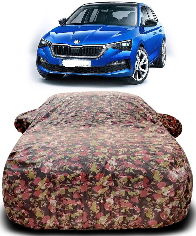 AutoBurn Car Cover For Skoda Fabia (With Mirror Pockets)  (Green, Red)