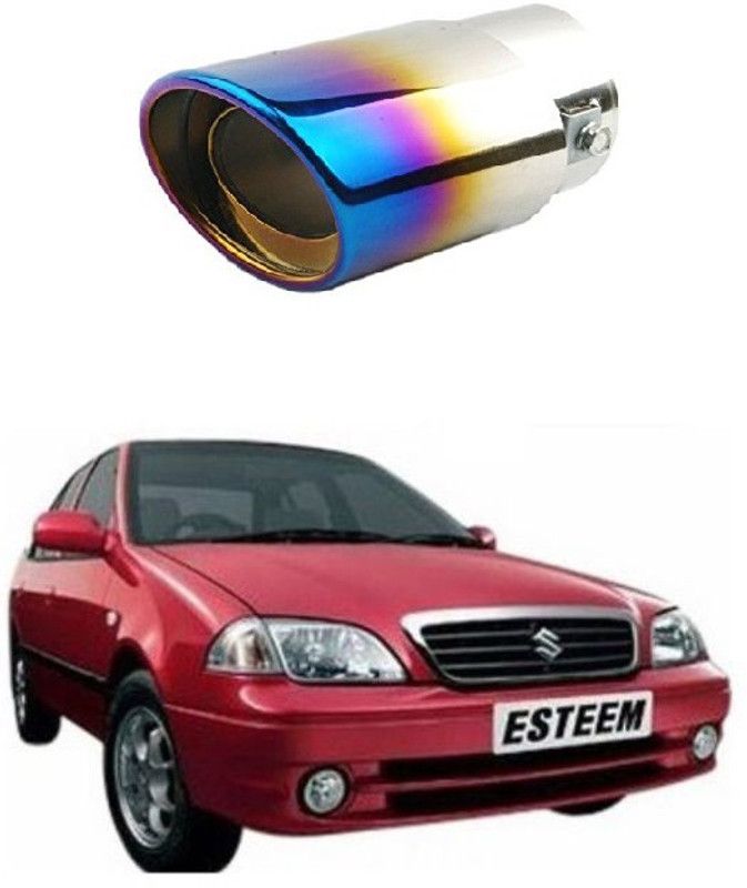 PRTEK Tip Chrome Half Burnt Blue 1.5 to 2.25 inch Exhaust Pipe Diameter 0054 Car Silencer  (Aluminium)